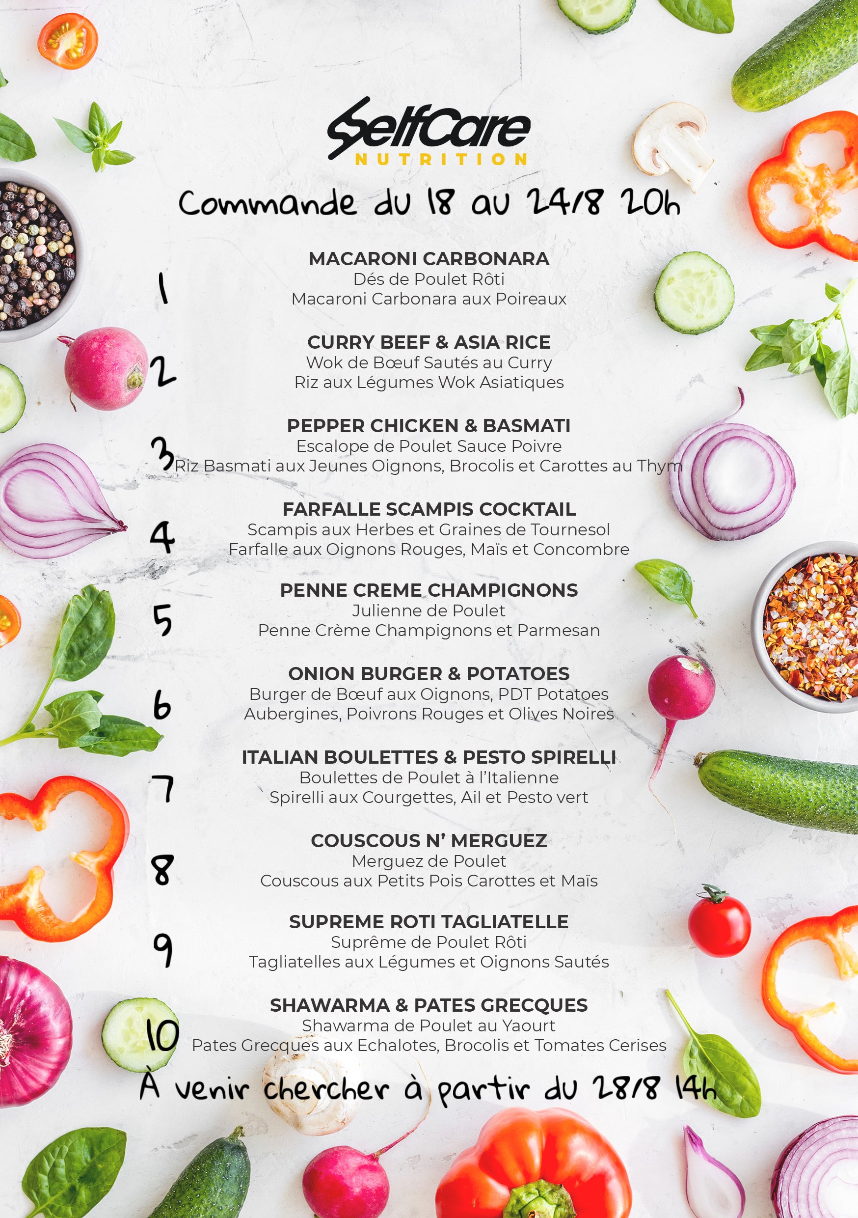 Plats traiteur Self Care Nutrition