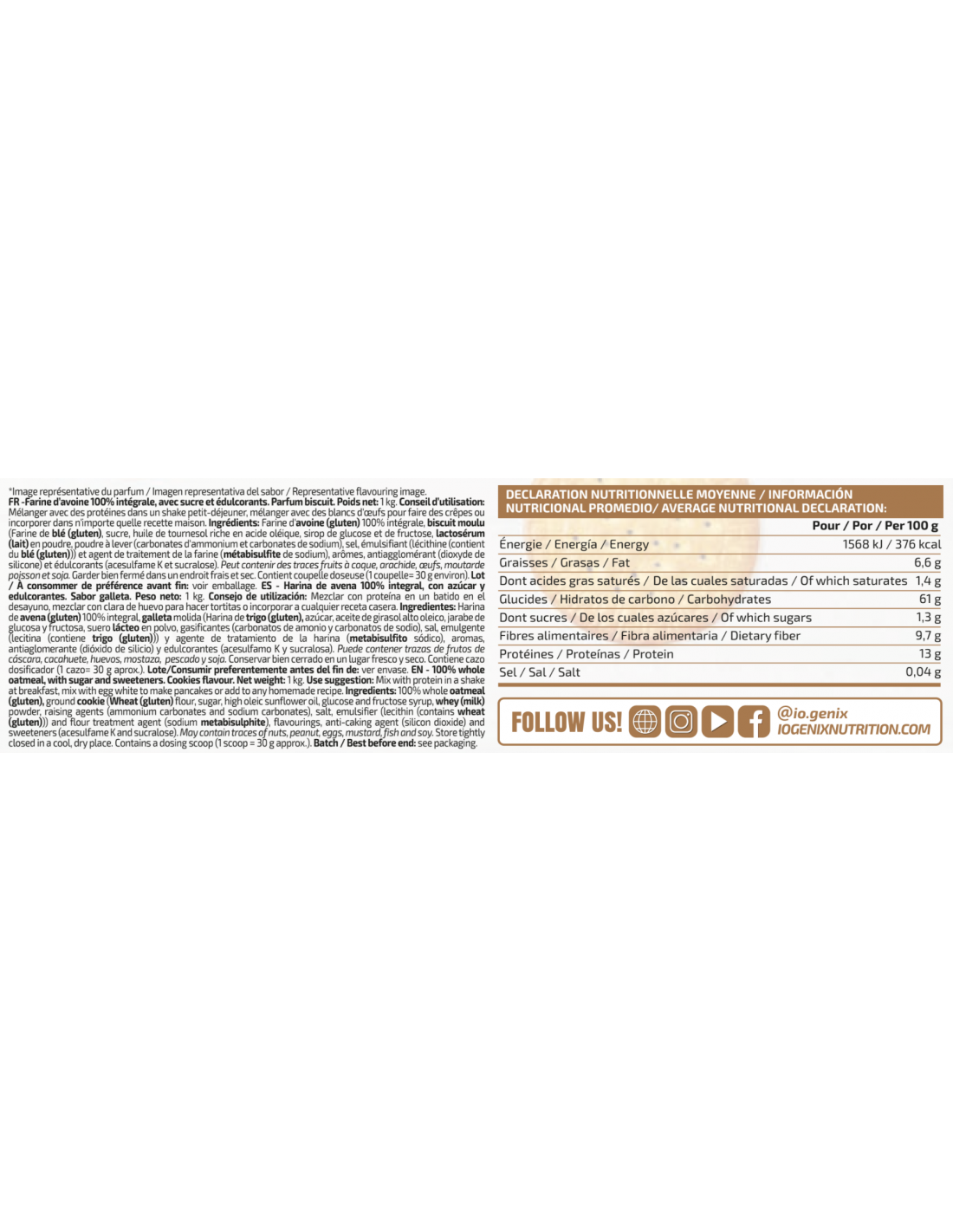 IOGENIX | DELICIOUS OATMEAL (farine d&