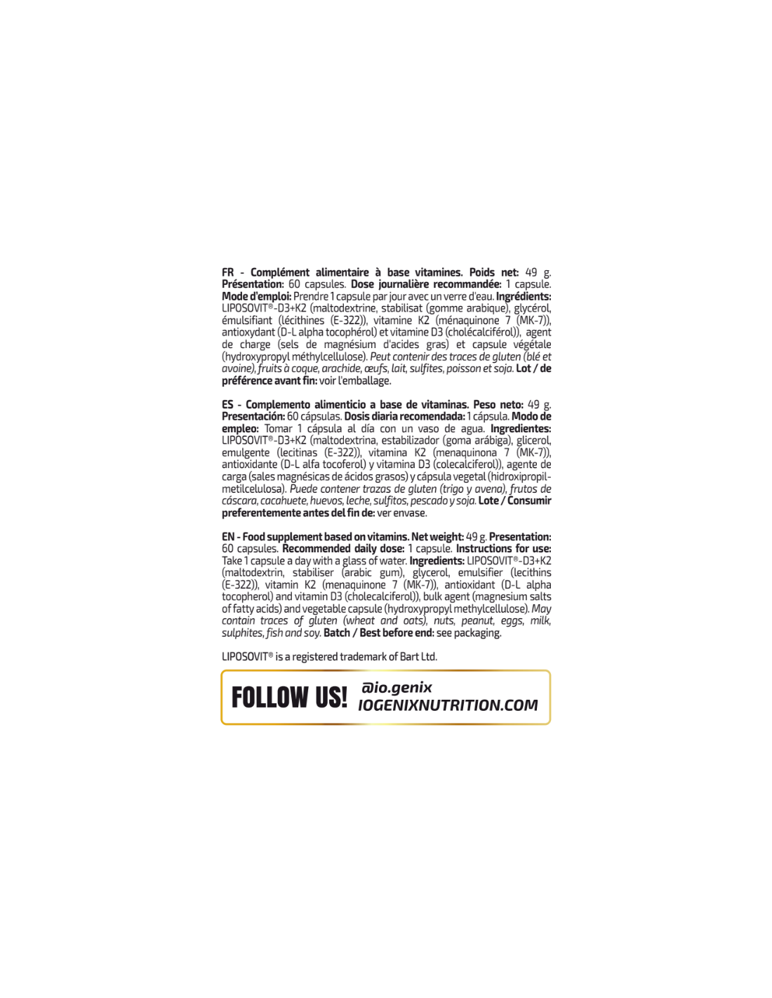 Vitamin D3+K2 Liposomal